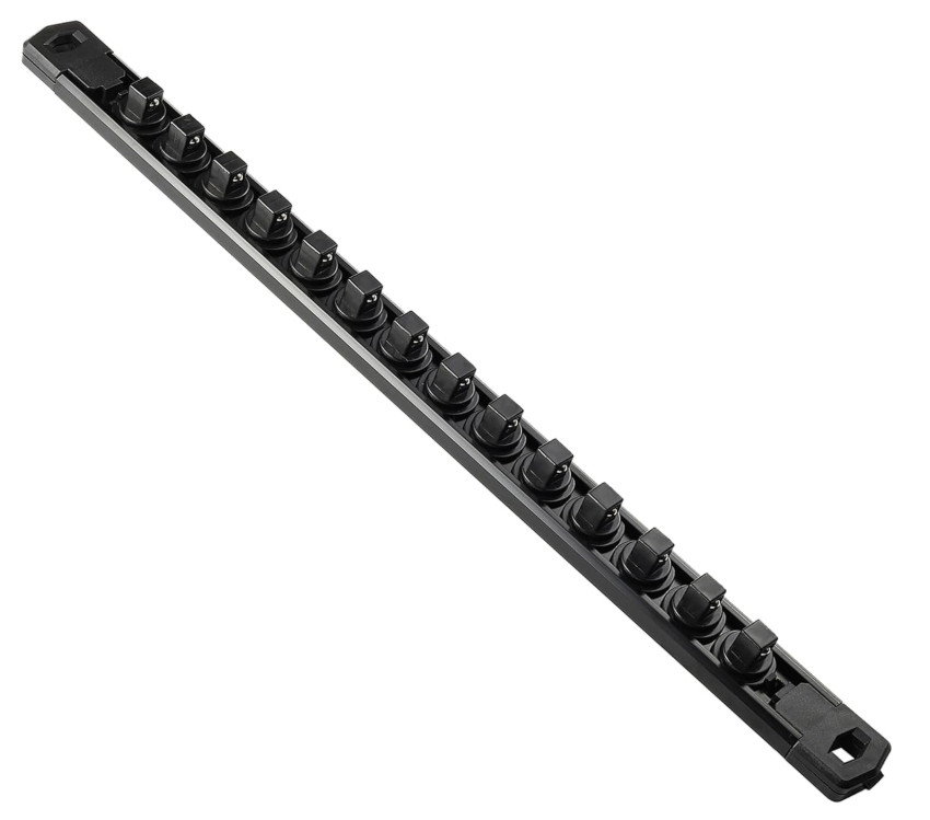 Organizador magnético para dados 3/8", riel aluminio, clips giratorios