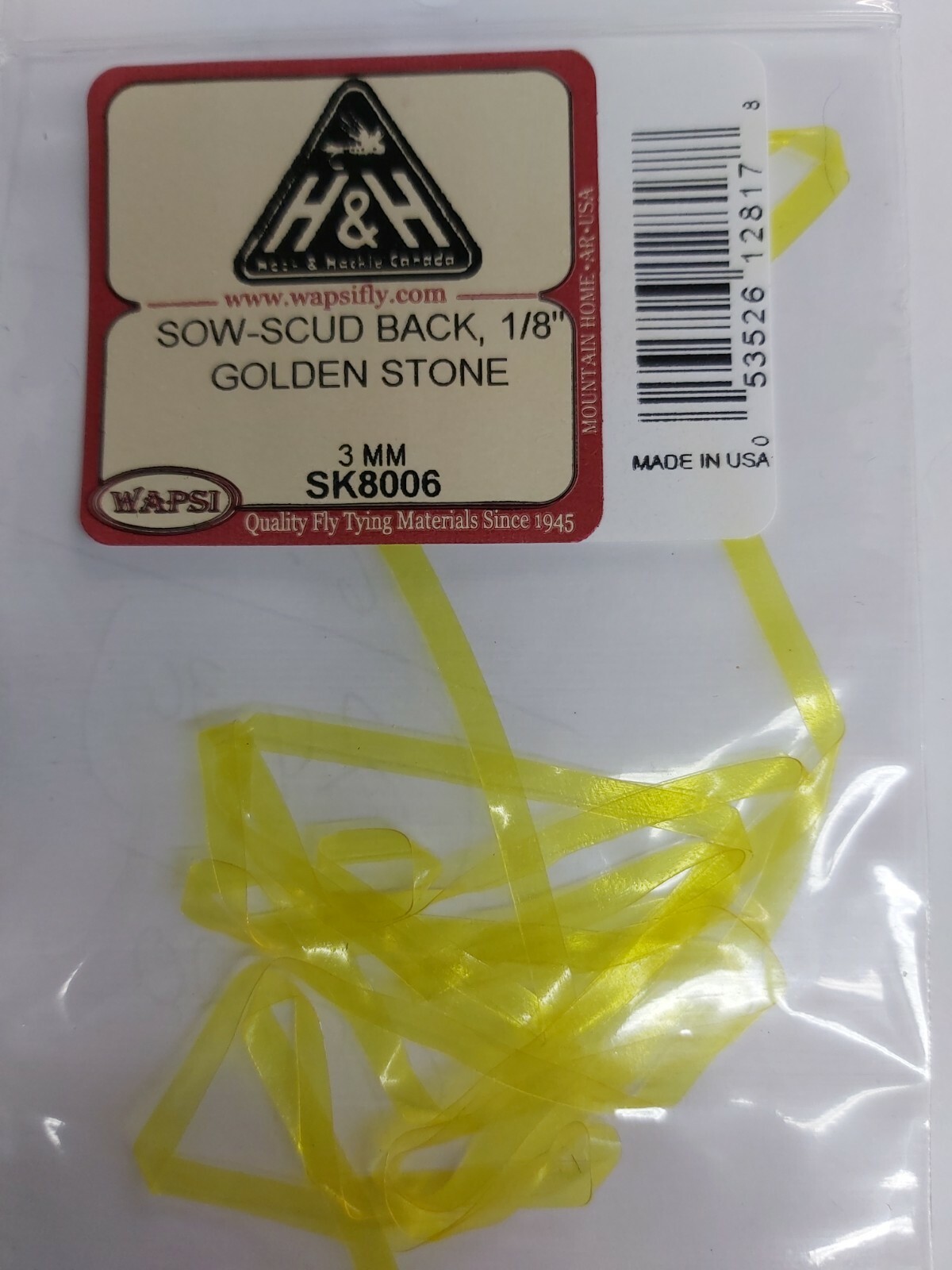WAPSI  SOW-SCUD BACK  1/8" 3mm #SK8006  " GOLDEN STONE  " FLY TYING SCUD FLIES
