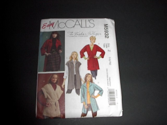 McCall's Pattern 5932 Misses' Cardigans in Two Lengths and Belt  L, XL  Uncut