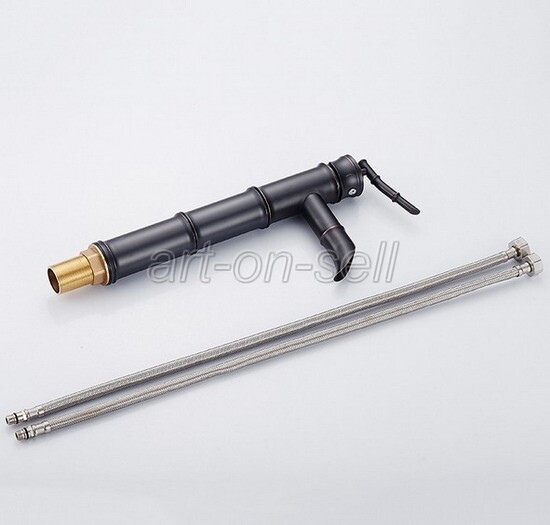 Black Bronze Bamboo Bathroom Vessel Sink Tap Lavatory Vanity Basin Faucet ahg017