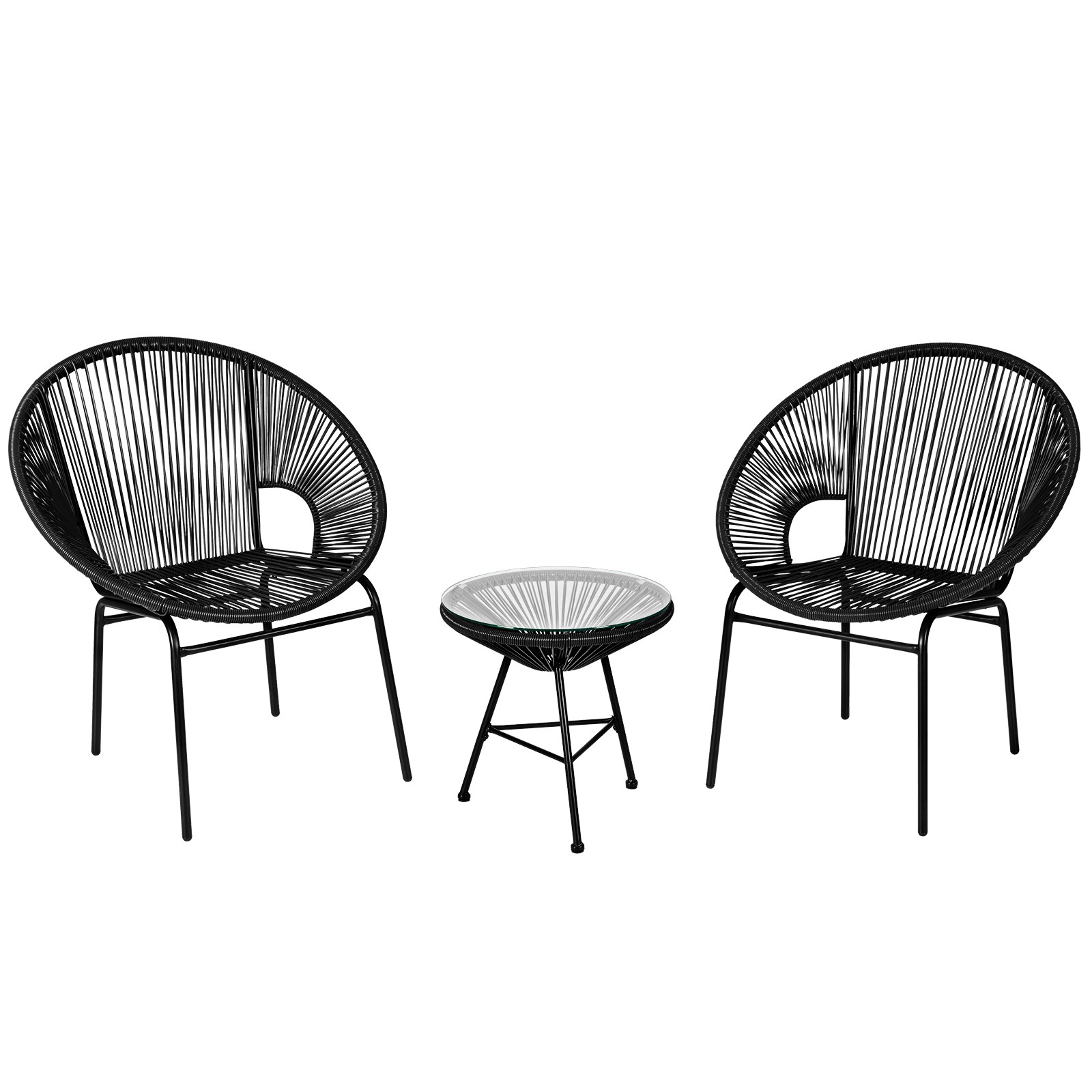 Topbuy 3 PCS Patio Furniture Set Outdoor PE Chairs & Table Set for Yard