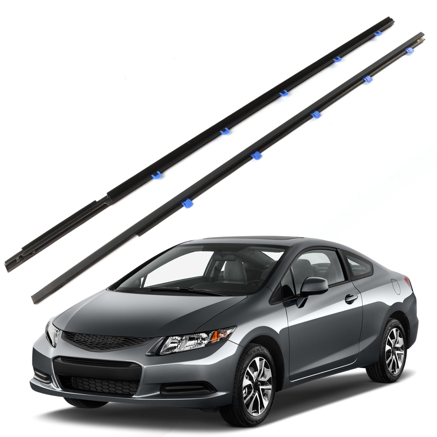 2Pcs Weatherstrip Window Moulding Trim Seal Belt Compatible with Honda Civic ...