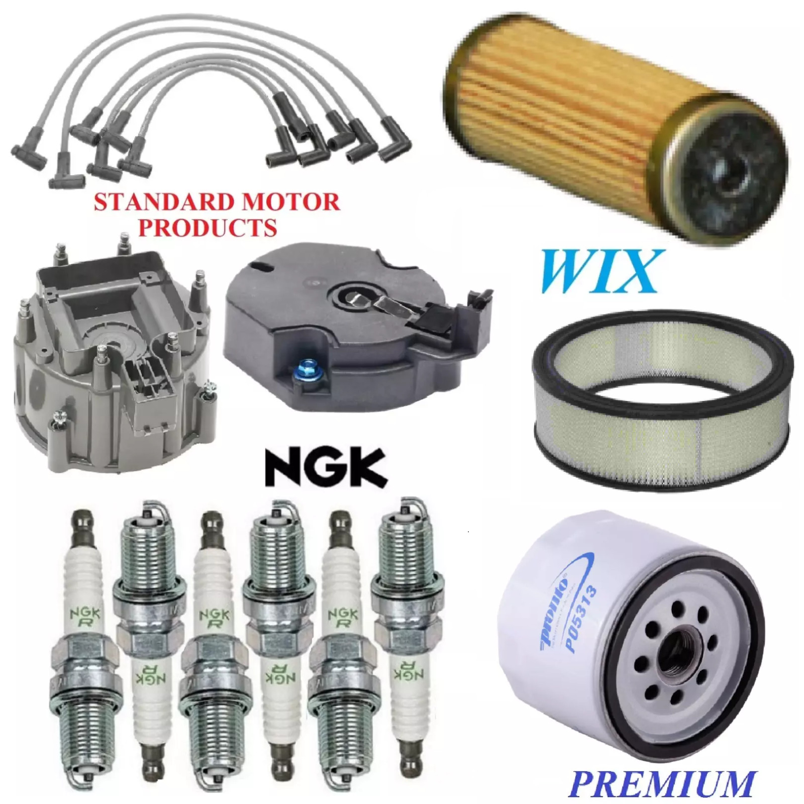 Tune Up Kit Air Oil Fuel Filters Cap Wire Spark Plugs For GMC R2500 L6 4.8L 1987