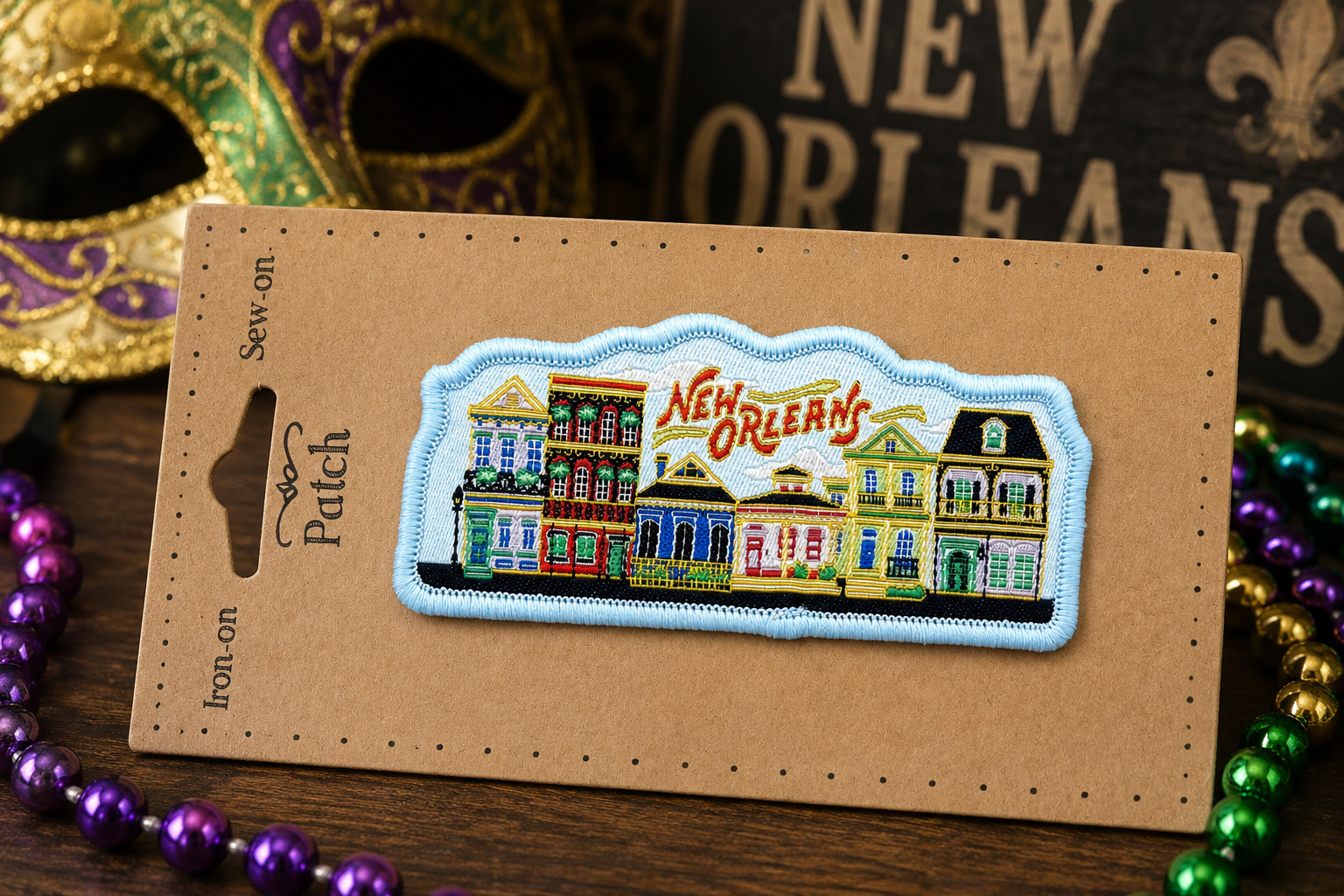 New Orleans Embroidered Patch French Quarter Skyline Sew On Iron On Free Ship
