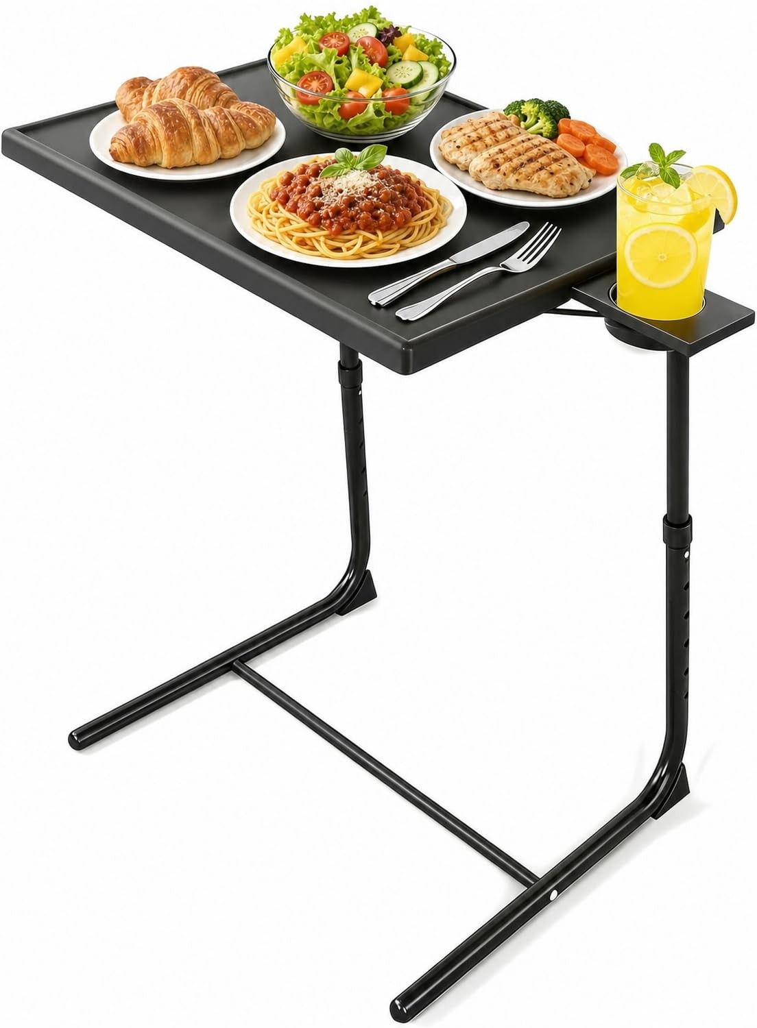 TV Tray Folding Table 6 Height 3 Tilt Angle Cup Holder Couch Bed Office Home