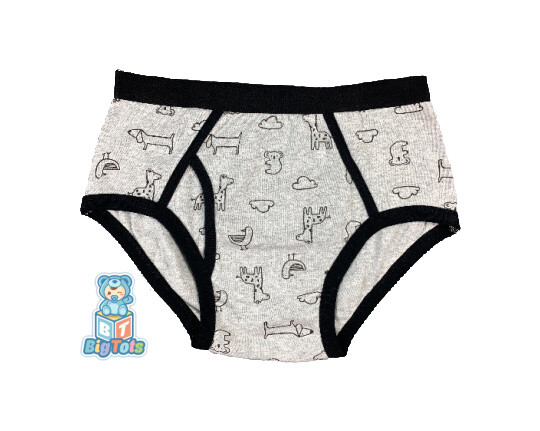 Adult  briefs baby animals on grey underpants
