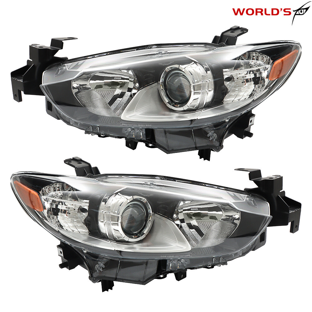 Right+Left Headlight For Mazda 6 2014 15 16 2017 Black Housing Projector Halogen