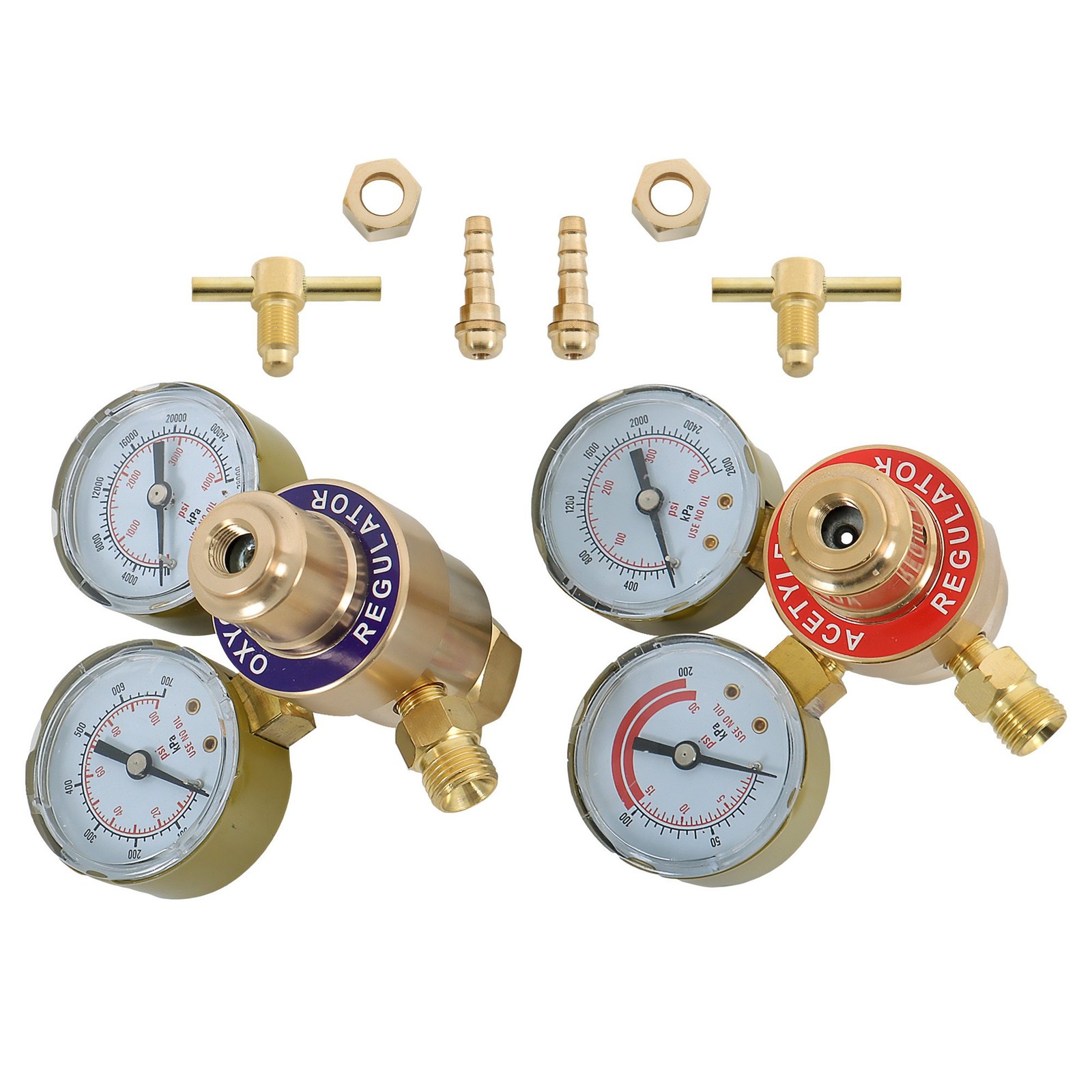 OXYGEN & ACETYLENE Regulators Fit Victor Gas Torch Cutting Solid Brass 4 Welding