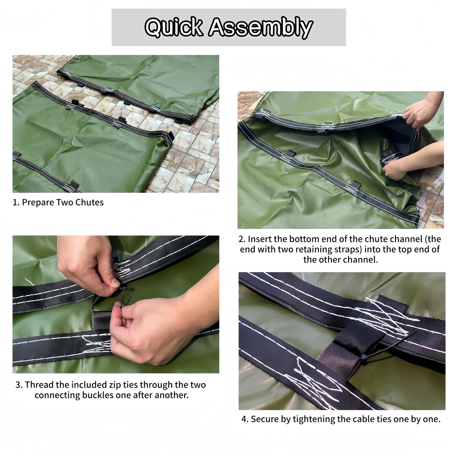 Owfccla Heavy-Duty 10Ft Construction Chute Section with 12 Olive Drab