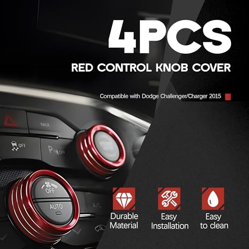 for Challenger Engine Start/Stop Sticker & Volume AC Tune Radio Switch Red