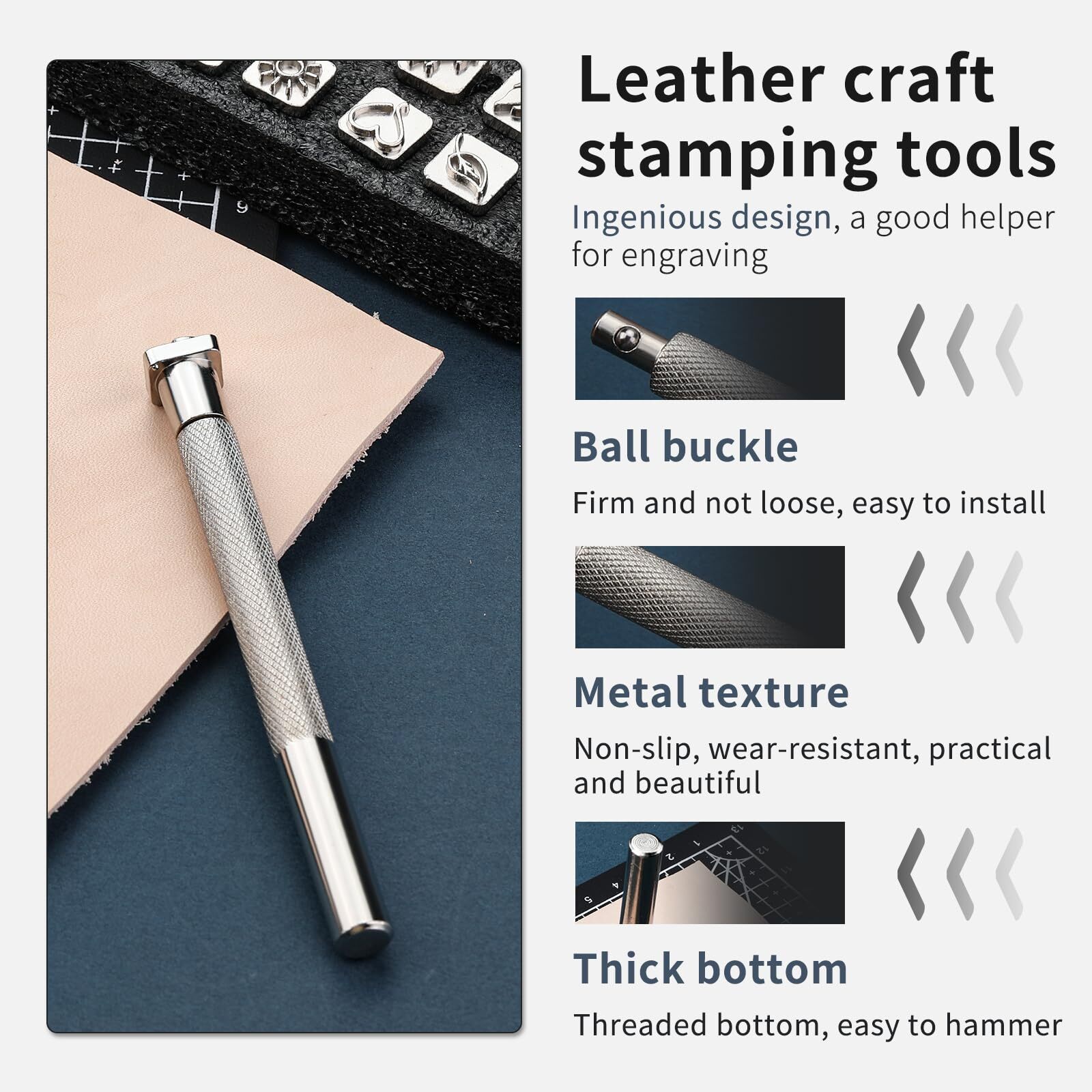 Leather Stamping Tool Set 33 Pieces 32 Patterns 1 Handle Quality Craft