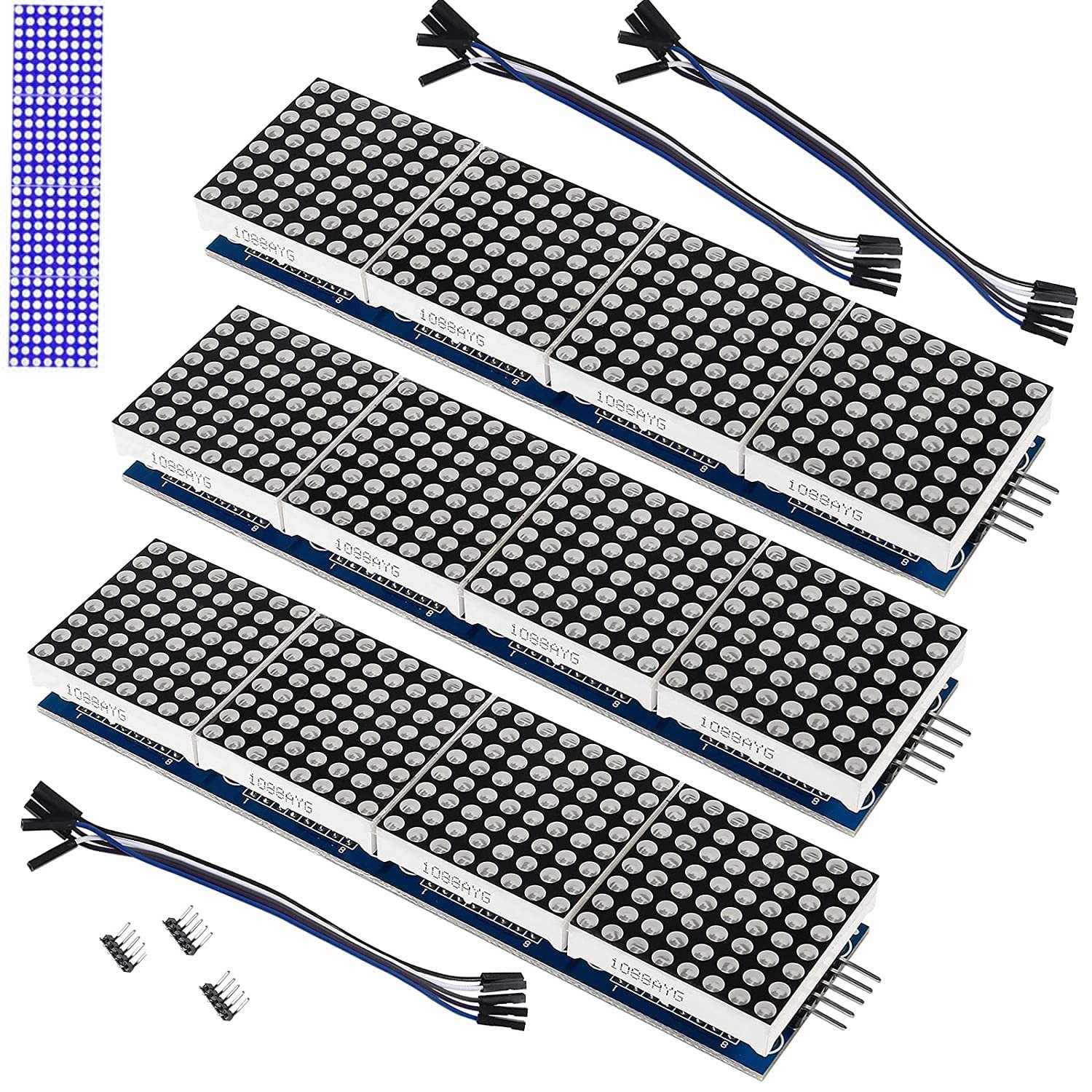 3PCS MAX7219 Dot Matrix Module 32x8 4 in 1 LED Display Modules Drive with 5Pi...