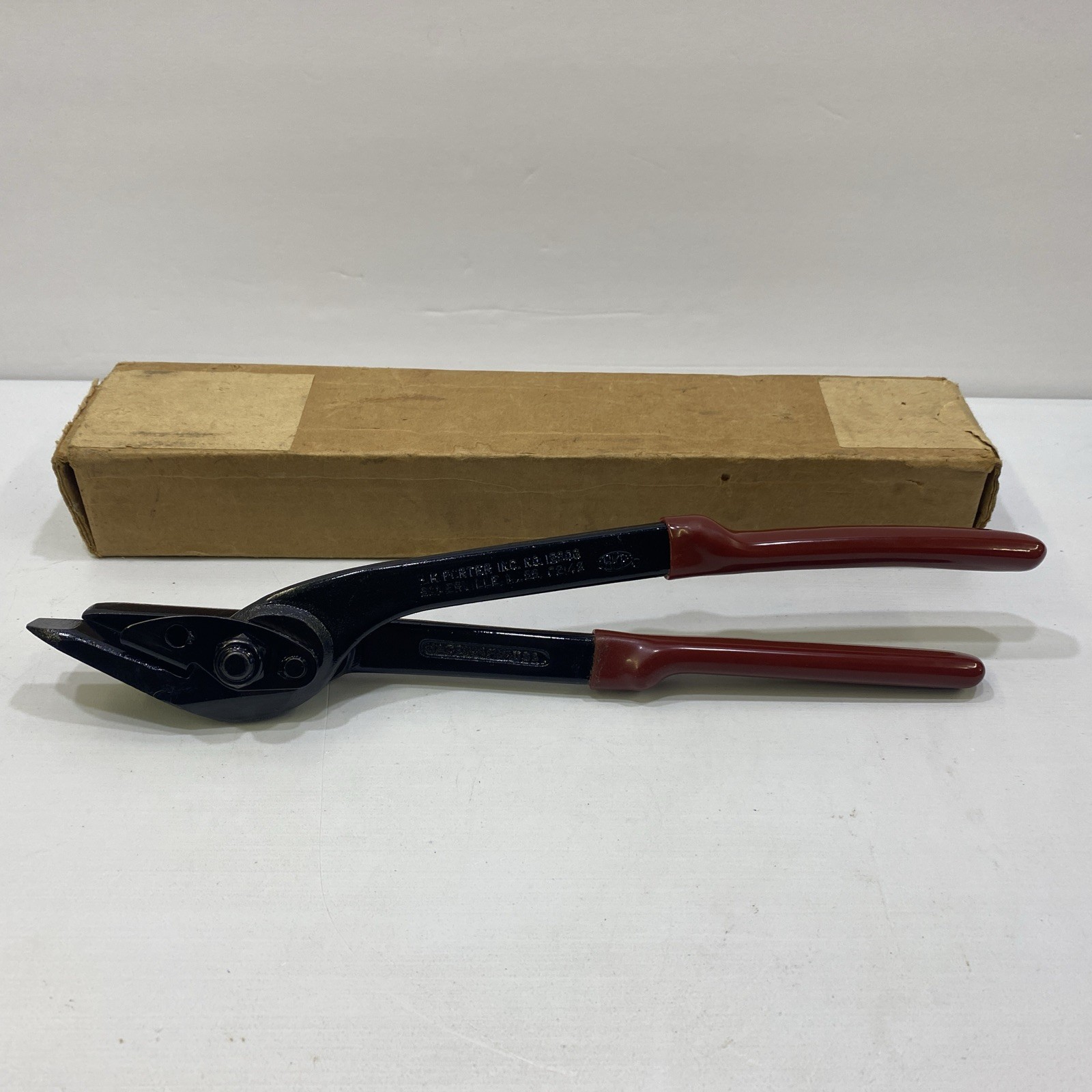 60s H.K. PORTER 12” Steel Strap Cutter No. 1290G w/Box Somerville, Mass NOS