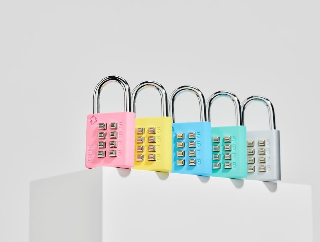 8 Digit Push Button Combination Padlock 4 Digit Code Lock for Locker Fence Gray