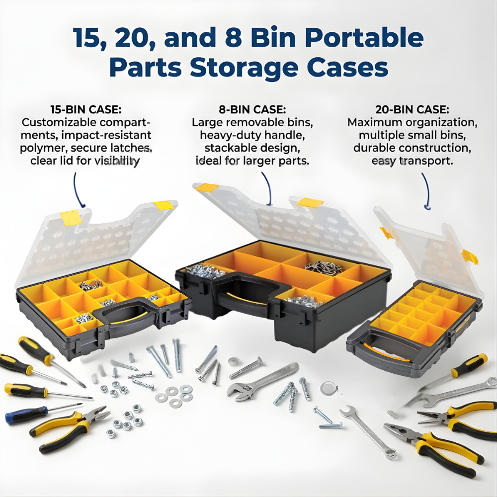 Portable Parts Storage Case Organizer Tool Box Bin 8 15 20 Compartment Hardware