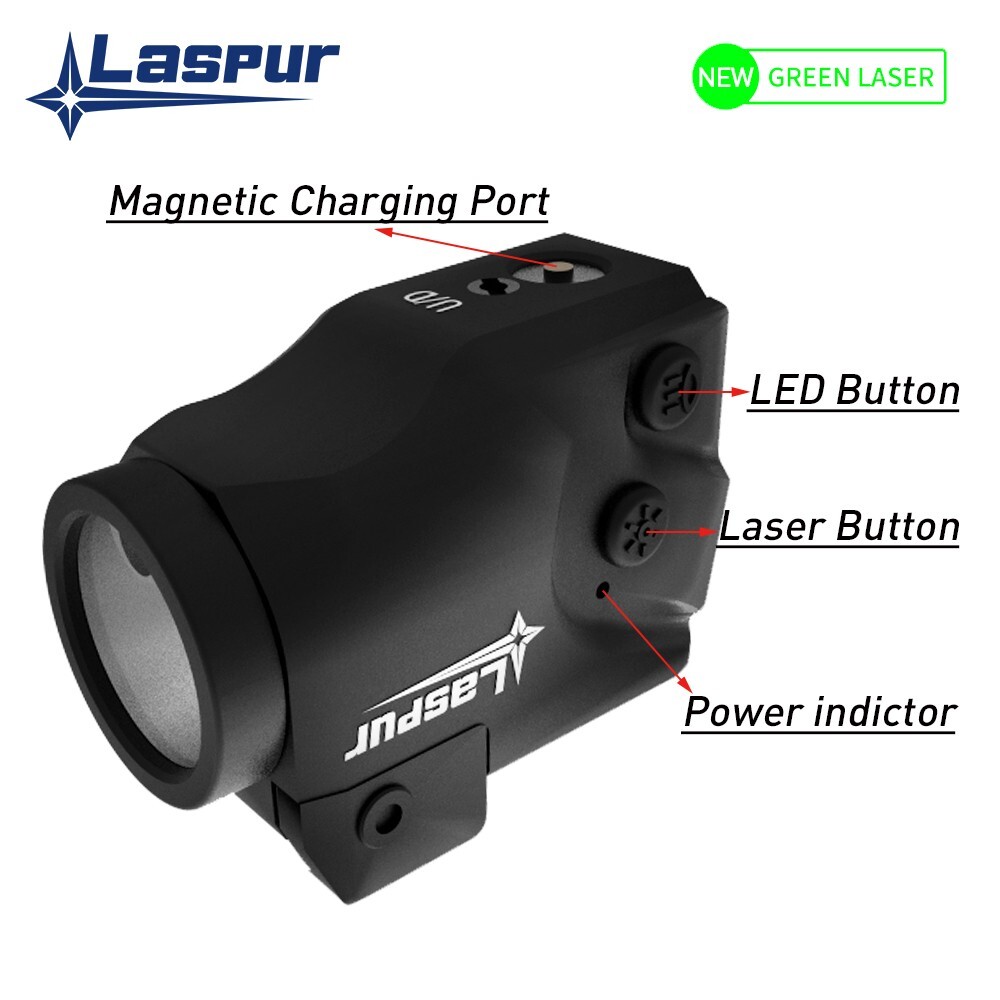 Laspur Metal Compact Laser Sight & Flashlight Combo Rechargeable Battery