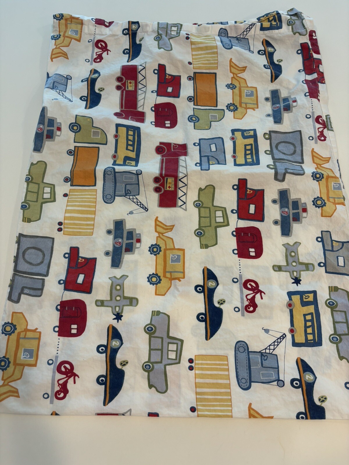 Pottery Barn Kids Patrick Standard Pillowcase Cars Trucks Construction