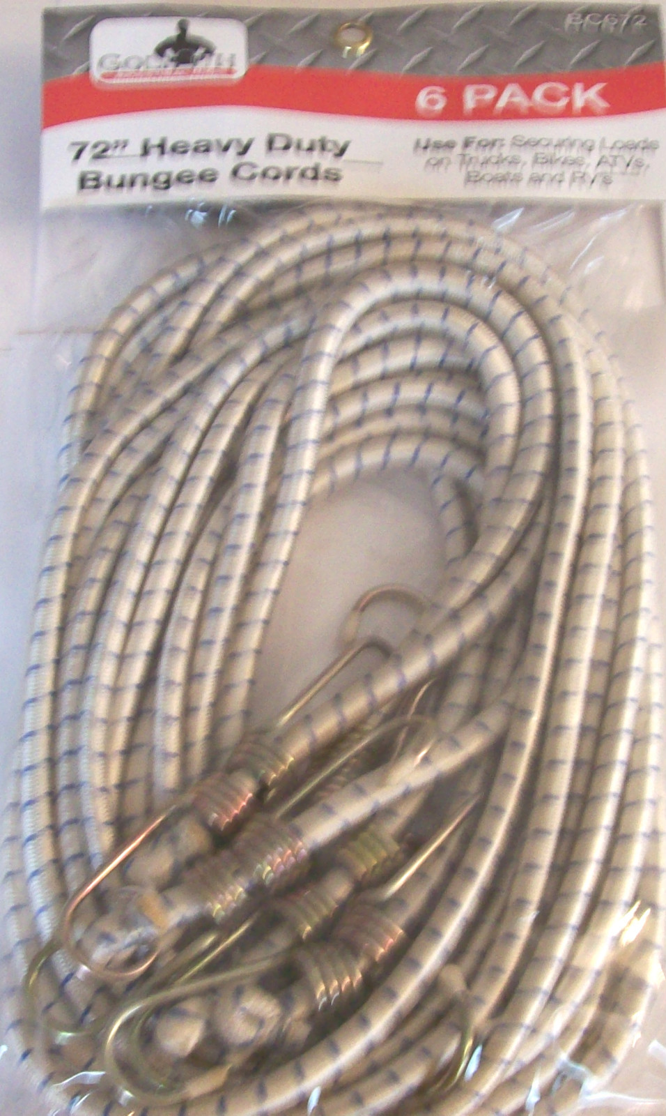 6 GOLIATH INDUSTRIAL 72" BUNGEE CORDS HEAVY DUTY TIE DOWN STRAPS BC672 SHOCK