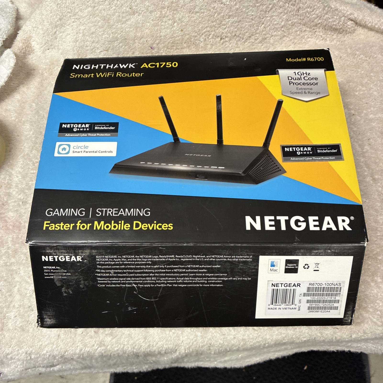 NETGEAR R6700 Nighthawk WiFi Router AC1750 Dual Band Gigabit Used J72