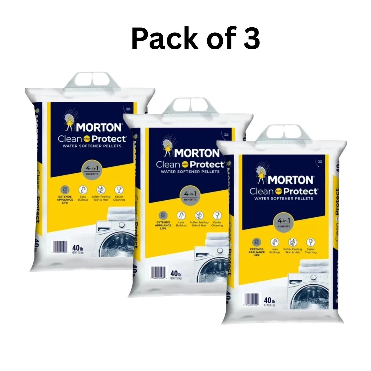 Morton Salt Clean and Protect Water Softener Salt Pellets, 40 lb. Bag (3 PACK )