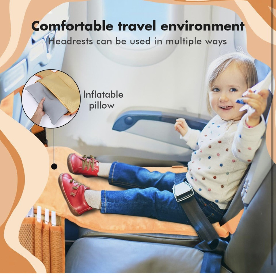 Toddler Airplane Bed, Travel Essentials for Kids, Soft Toddler Airplane Orange.N