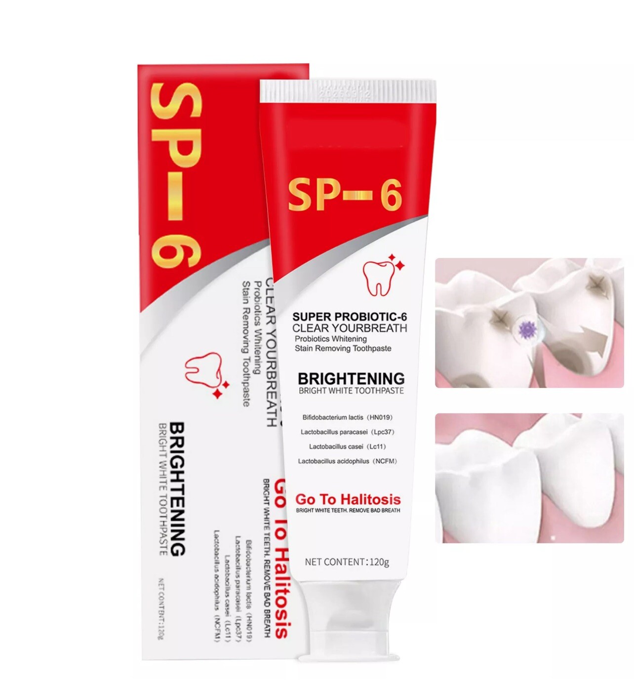 4Pcs Super Probiotic SP-6 Toothpaste, Probiotics Bright White