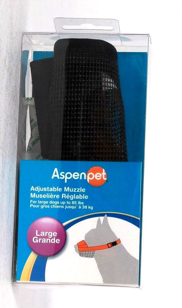 1 Count Aspen Pet Black Adjustable Muzzle For Large Dogs Up To 85 Lbs