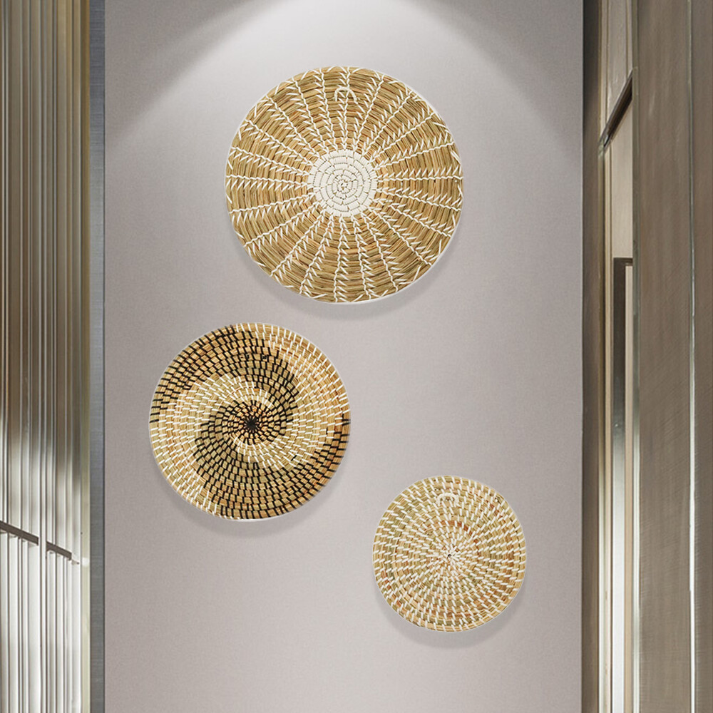 3 Sets Wall Basket Boho Decor Woven Decor Baskets Hanging Wall Art for Bedroom