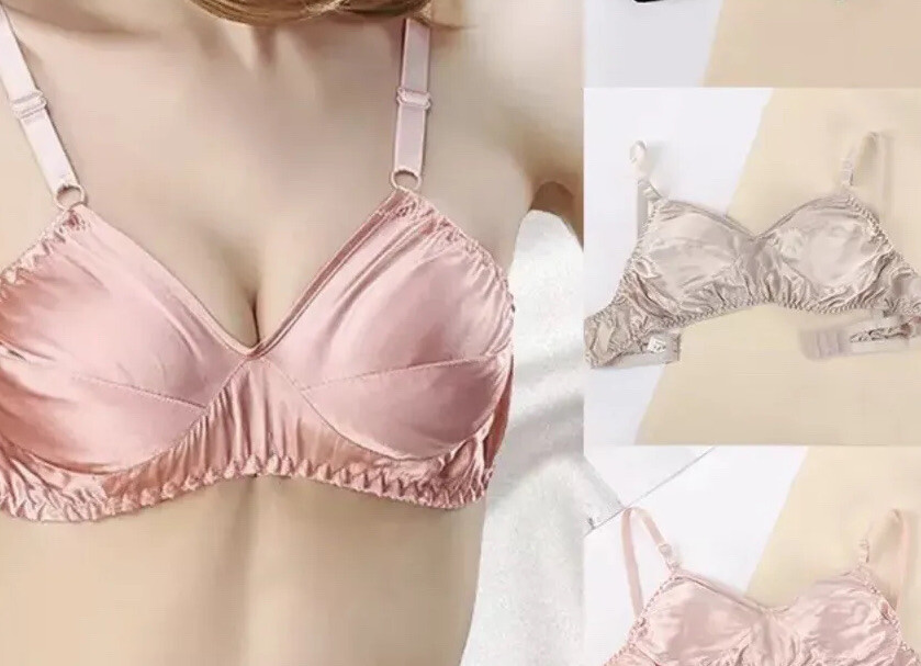 2 Pieces-100% Mulberry Silk Ladies Summer Bralette - Size 42C