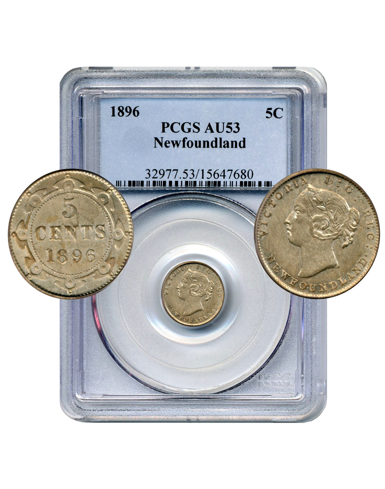 1896 Newfoundland 5 Cents - About Uncirculated, PCGS AU53