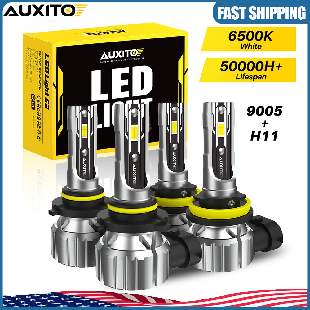AUXITO 9005 + H11 LED Headlight Combo 4 Kit Bulbs High Low Beam White 40000LM