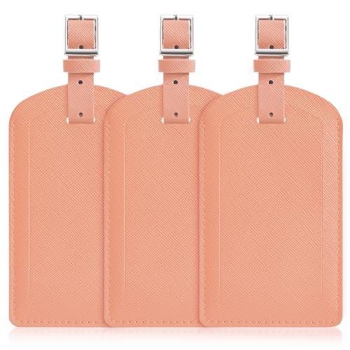 3 Pack Luggage Tags for Suitcases, TSA Approved Bag Tags, Baggage Rose Gold