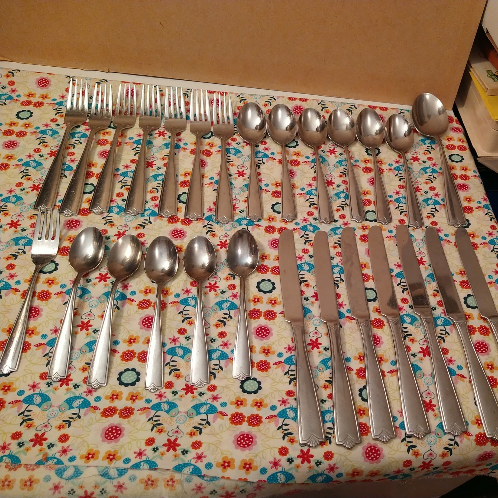 Vtg 27 pc set Northland Korea Fair Oaks Stainless Flatware