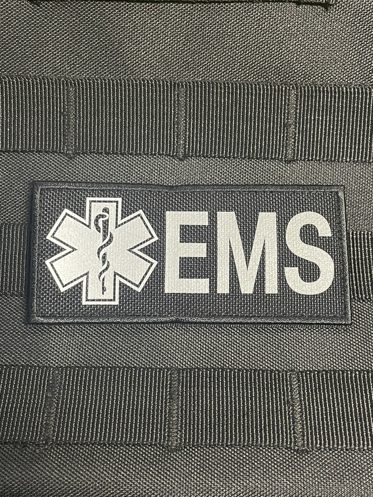 EMS Patch Reflective EMT Paramedic First Responder Medic Fire Hook Loop Black