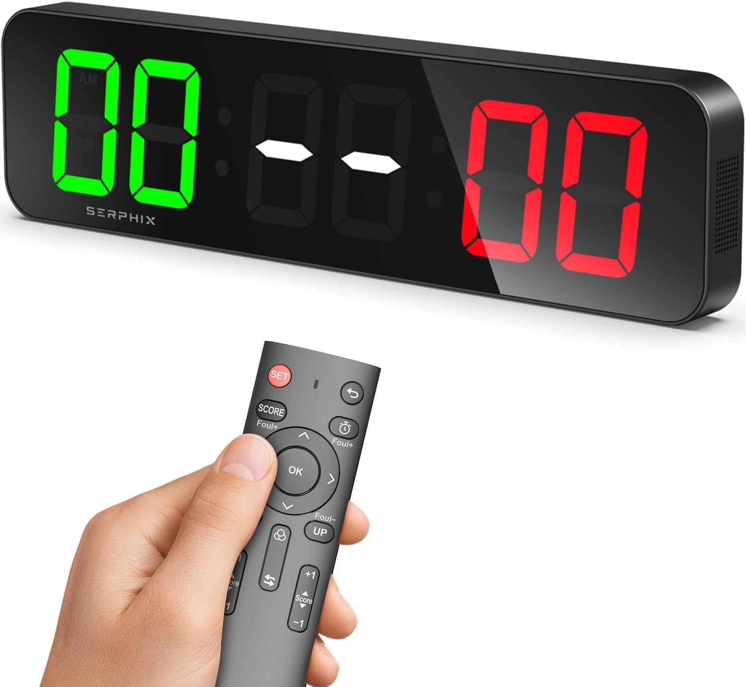 15.2" Large Digital Scoreboard, Variable LED Color, Timer Clock, Tabletop Ele...