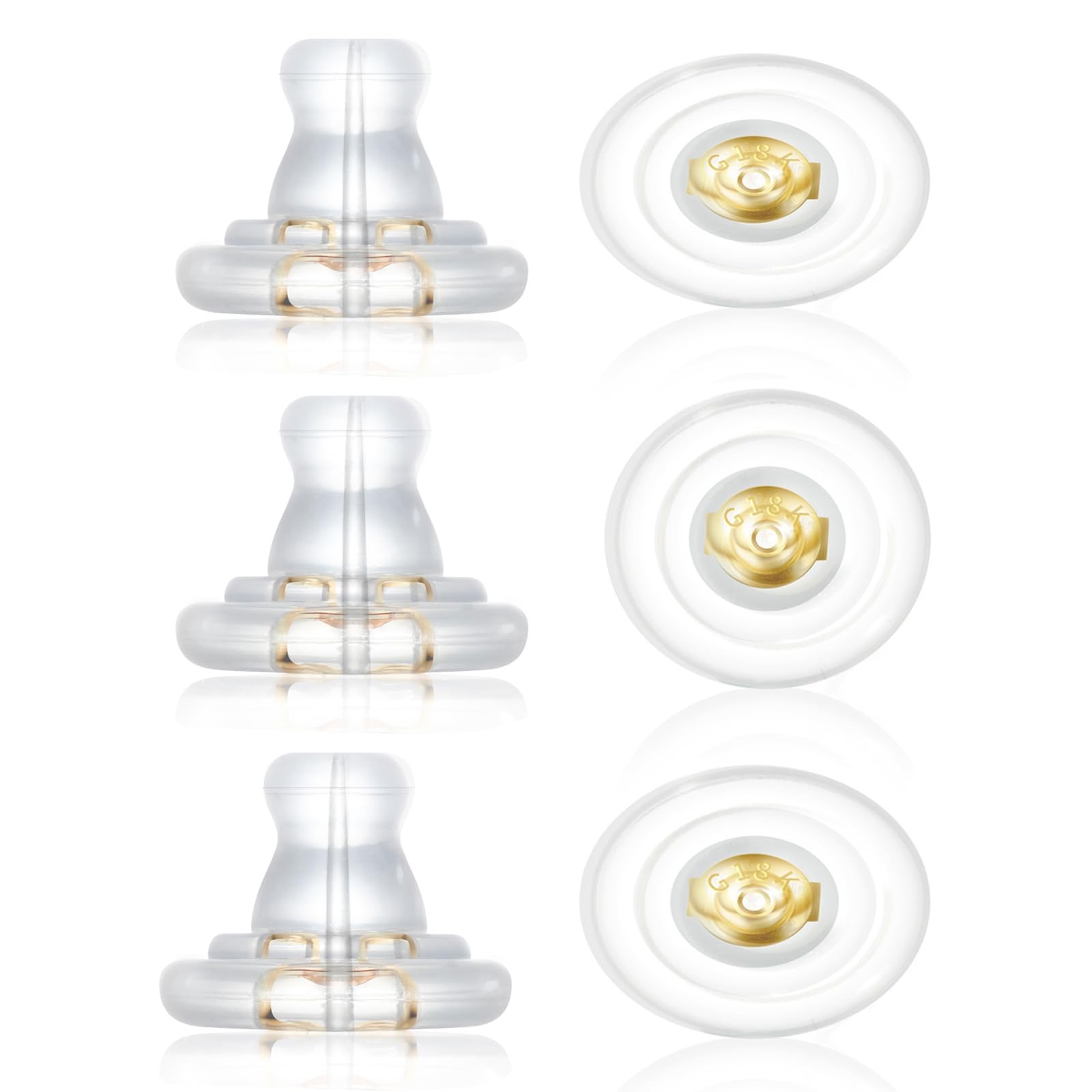 Earring Backs Replacements,18K Gold Silicone Earring Backs for Droopy Ears