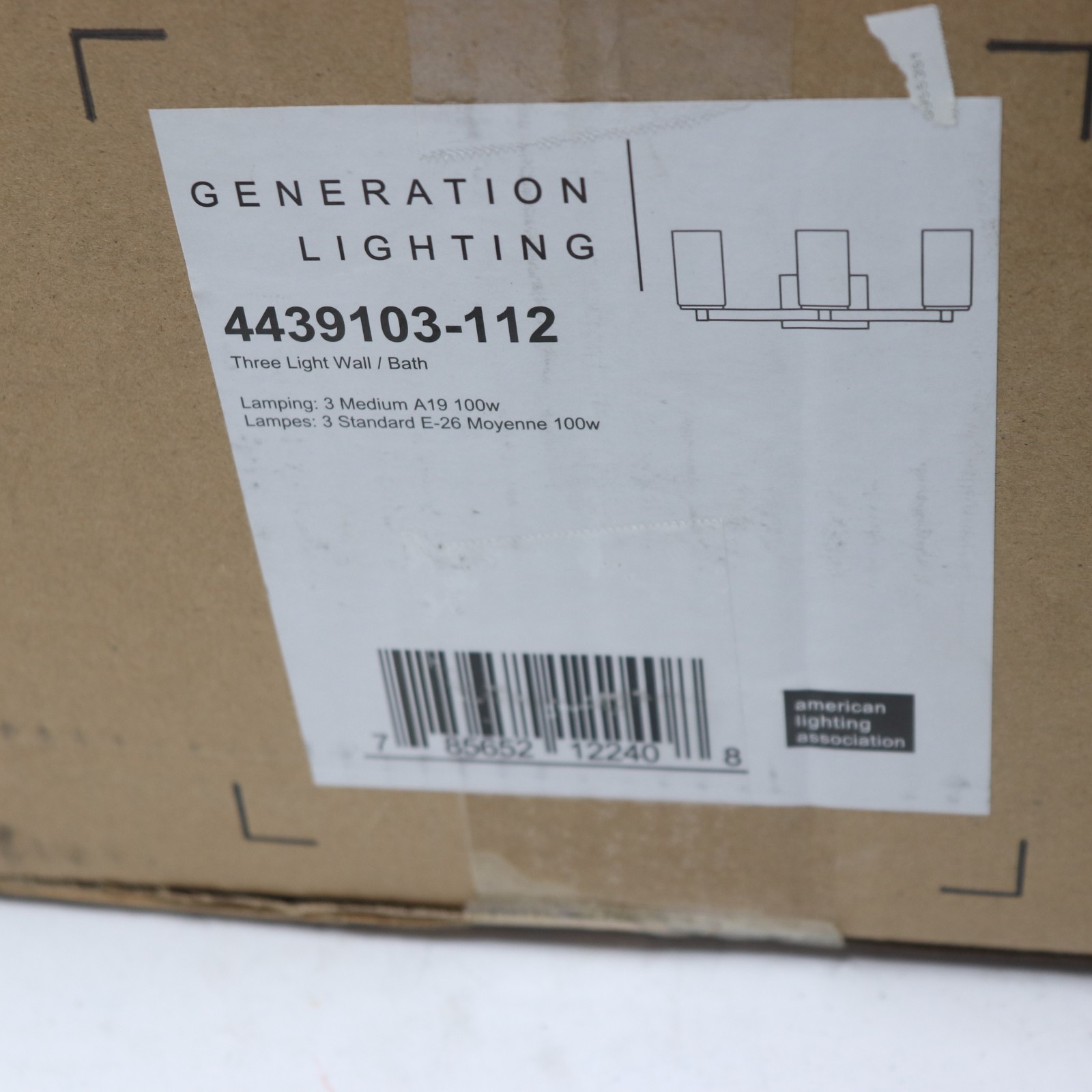 Generation Lighting 3-Light Hettinger Bath Fixture Wall Lamp Midnight Black