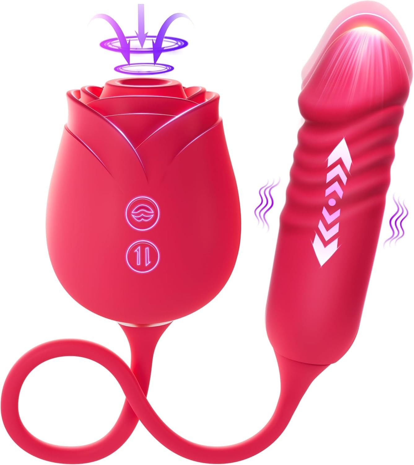 Vibrator Dildo Sex Toys for Women - MOOLIGIRL Rose Sex Toy with Thrusting G Spot