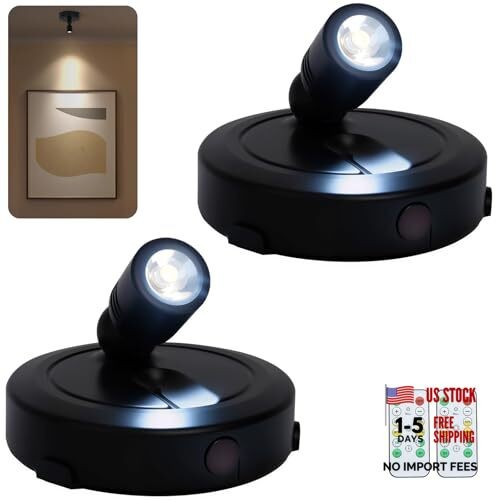 LED Spotlight Indoor,Battery Powered Uplighting Indoor with Timer,Small Black