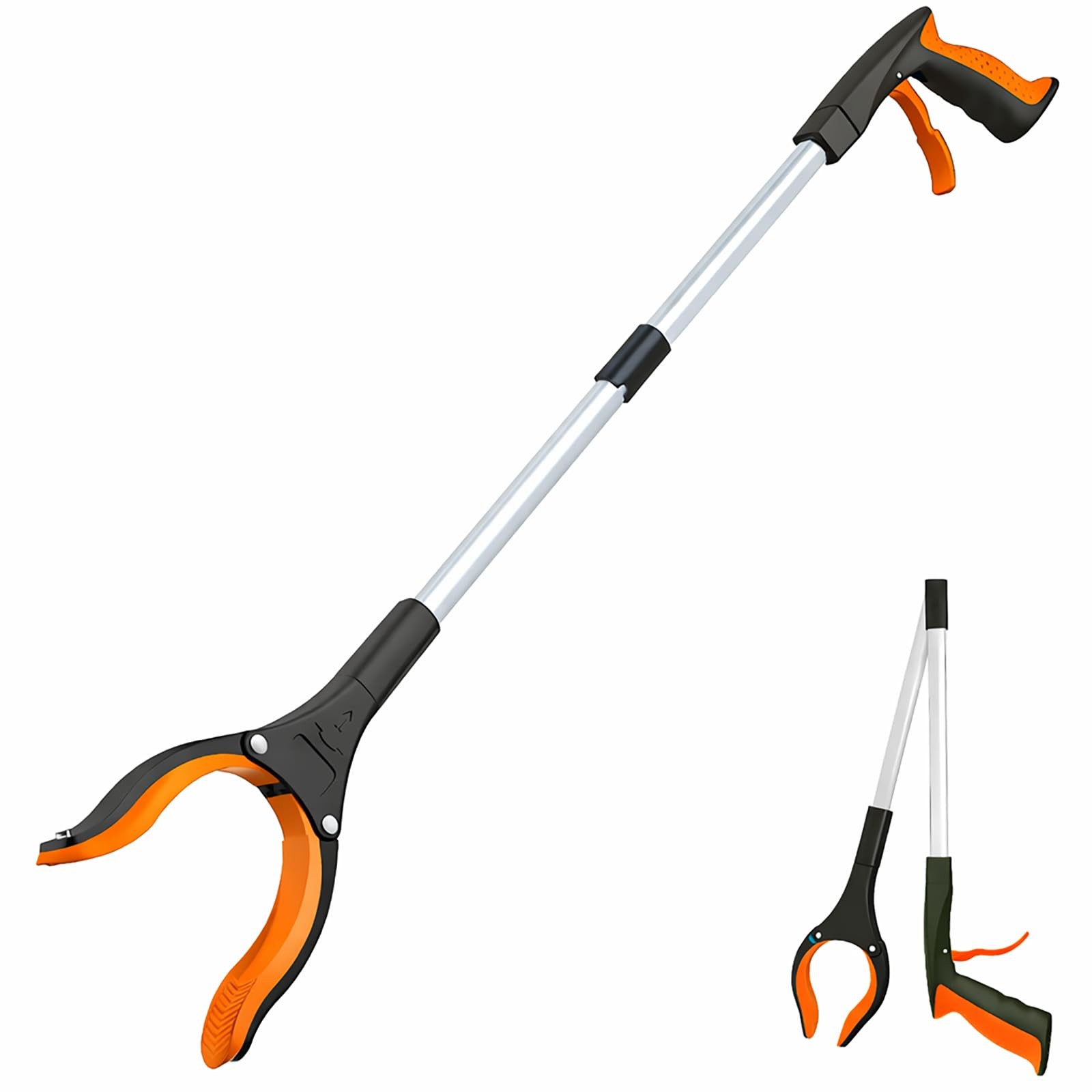 Grabber Reacher Tool - 32” Extra Long Foldable Gripper and Reaching Orange