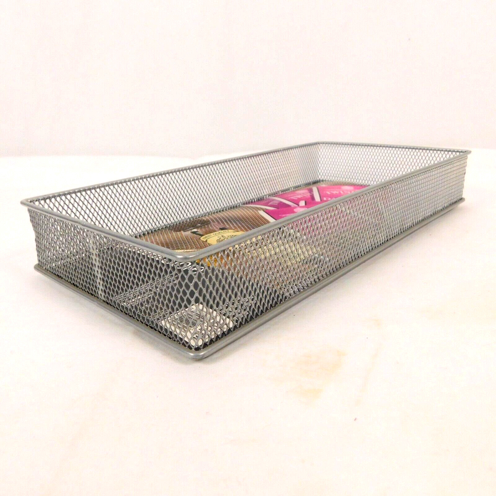 Design Ideas Drawerstore Mesh Works 6" x 12" x 2" Silver Stackable Storage Bin