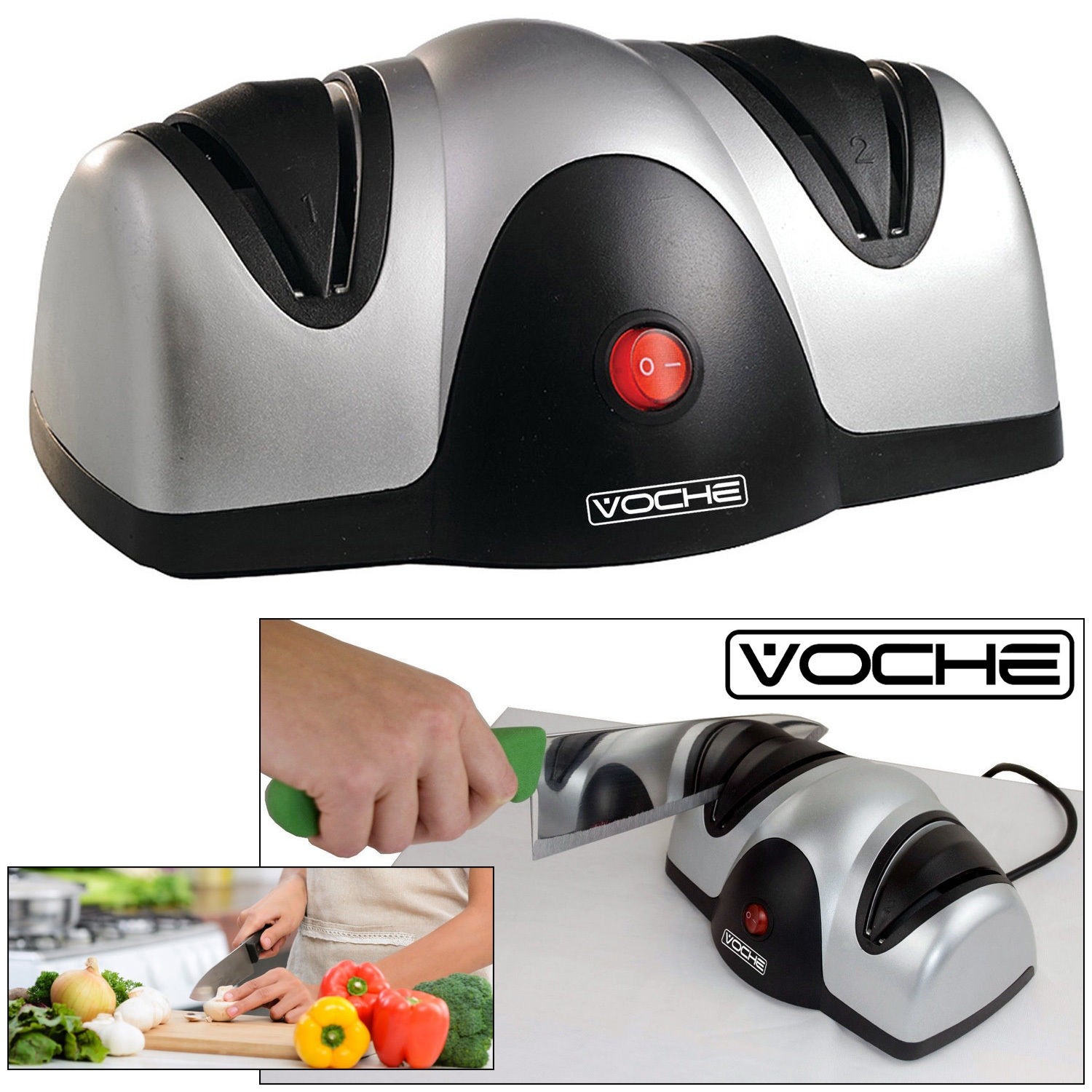 Demo - Electric Kitchen Knife Sharpener Honer Two Stage Grinding Sharpening