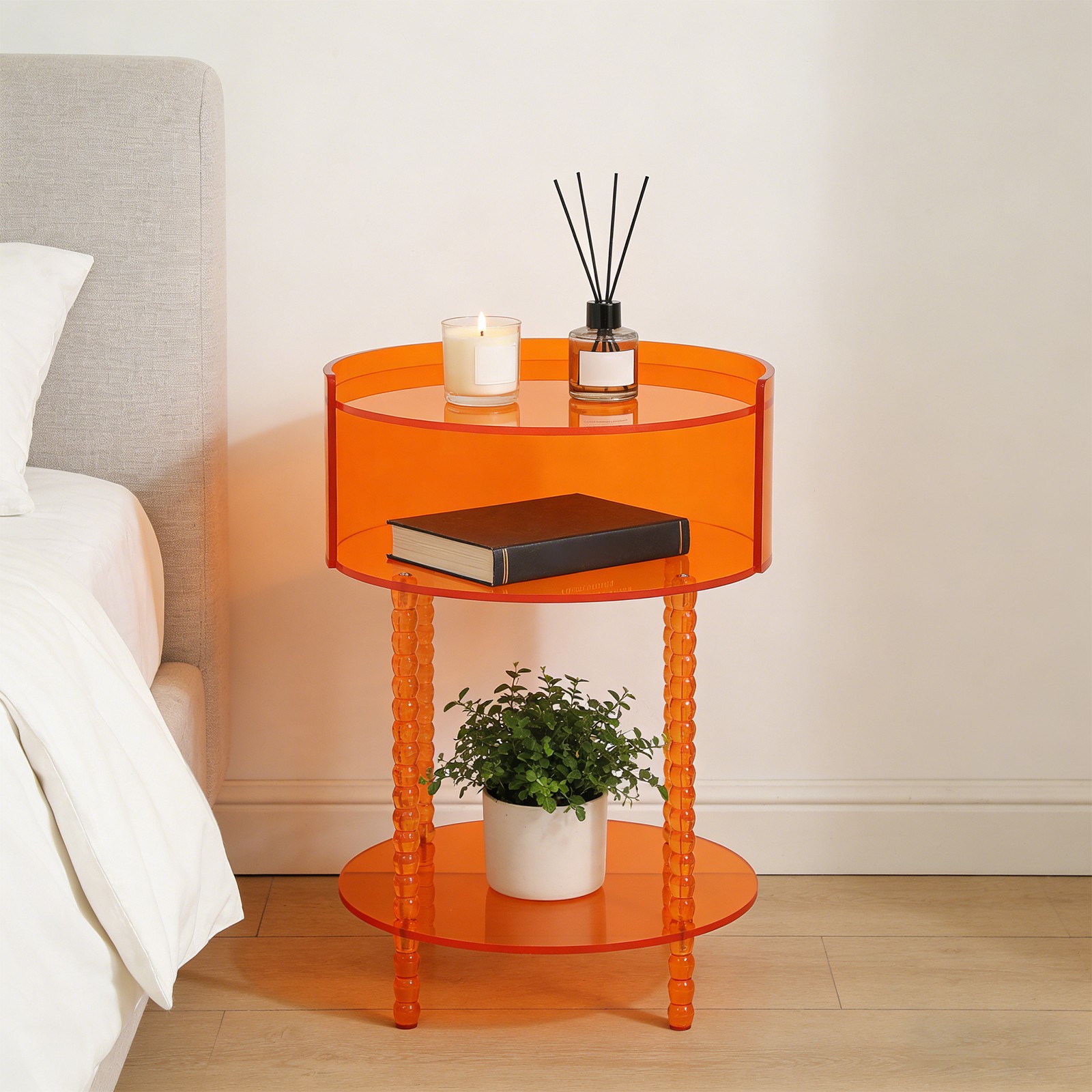 Modern 3-tier Round Acrylic End Side Table Nightstand Sofa Table for Living Room