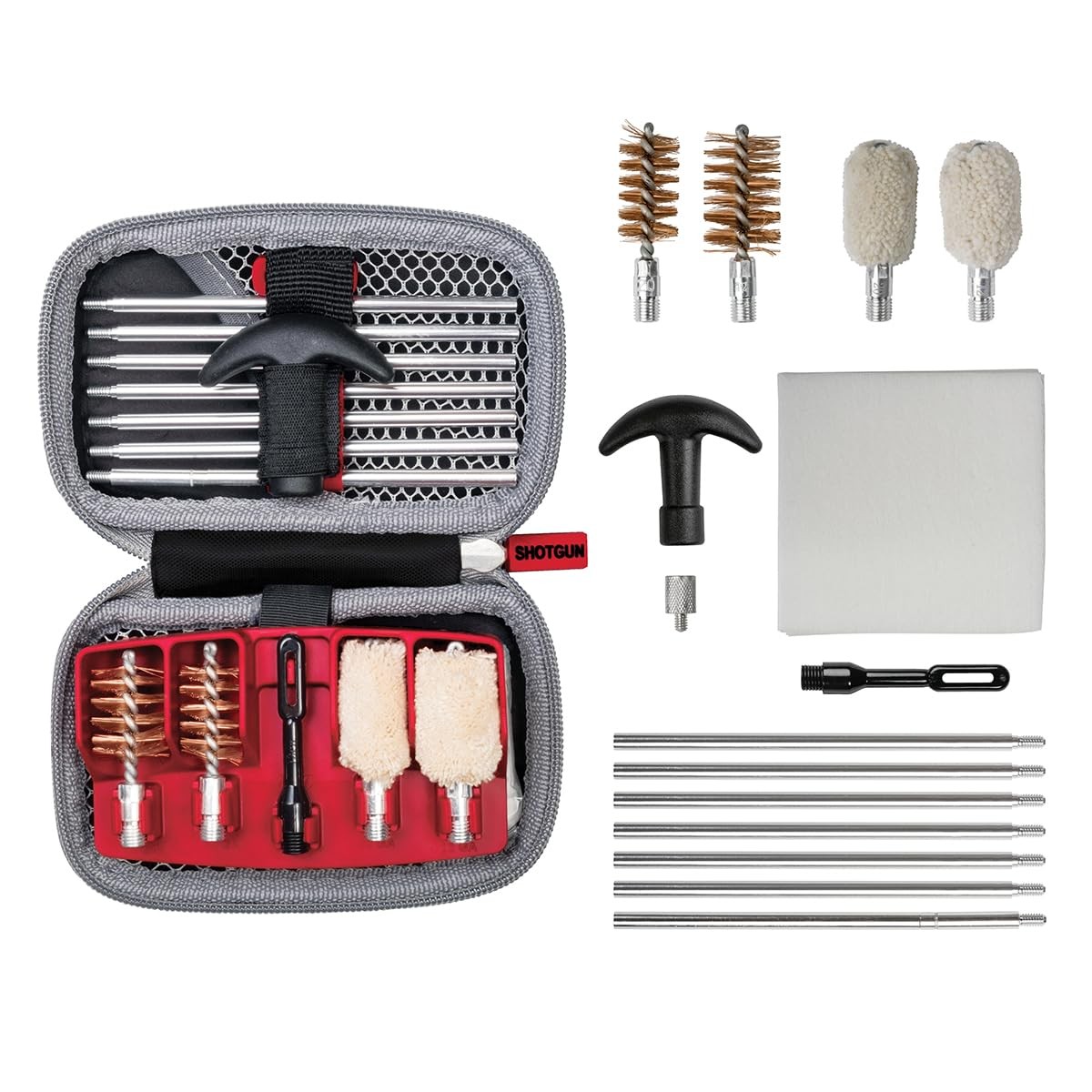 Real Avid Shotgun Cleaning Kit - 12 & 20 Gauge Compact Case, Extendable Rod