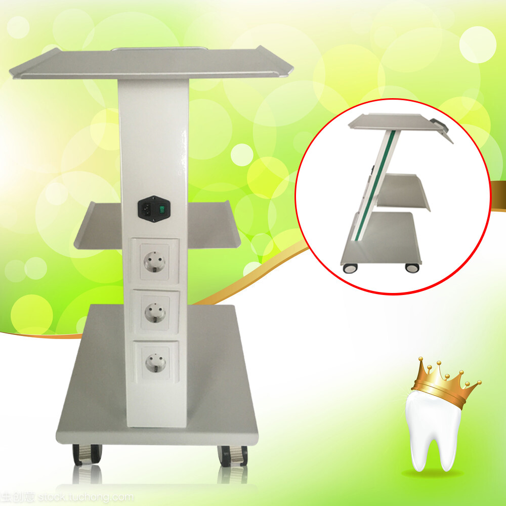 Medical Mobile Dental Trolley Cart Built-in Socket Equipment w/Foot Brake