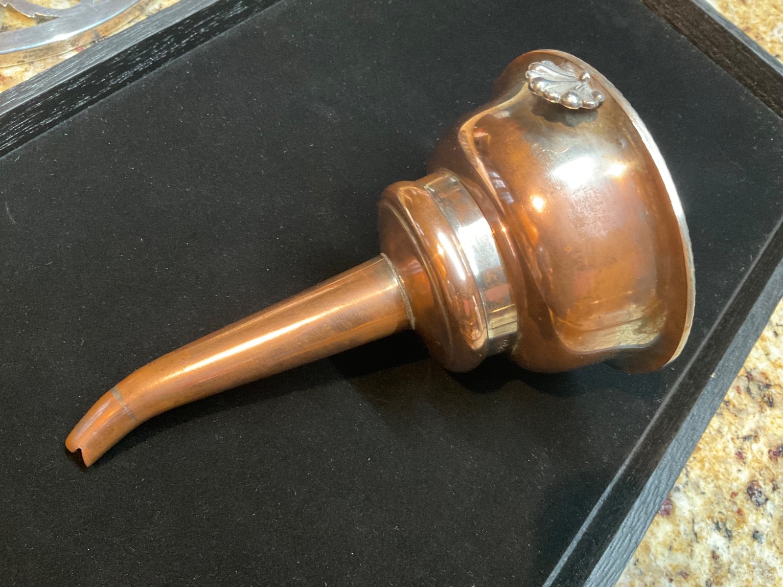 Vintage Estate Silver Plate over Copper English Wine spirits Funnel Barware