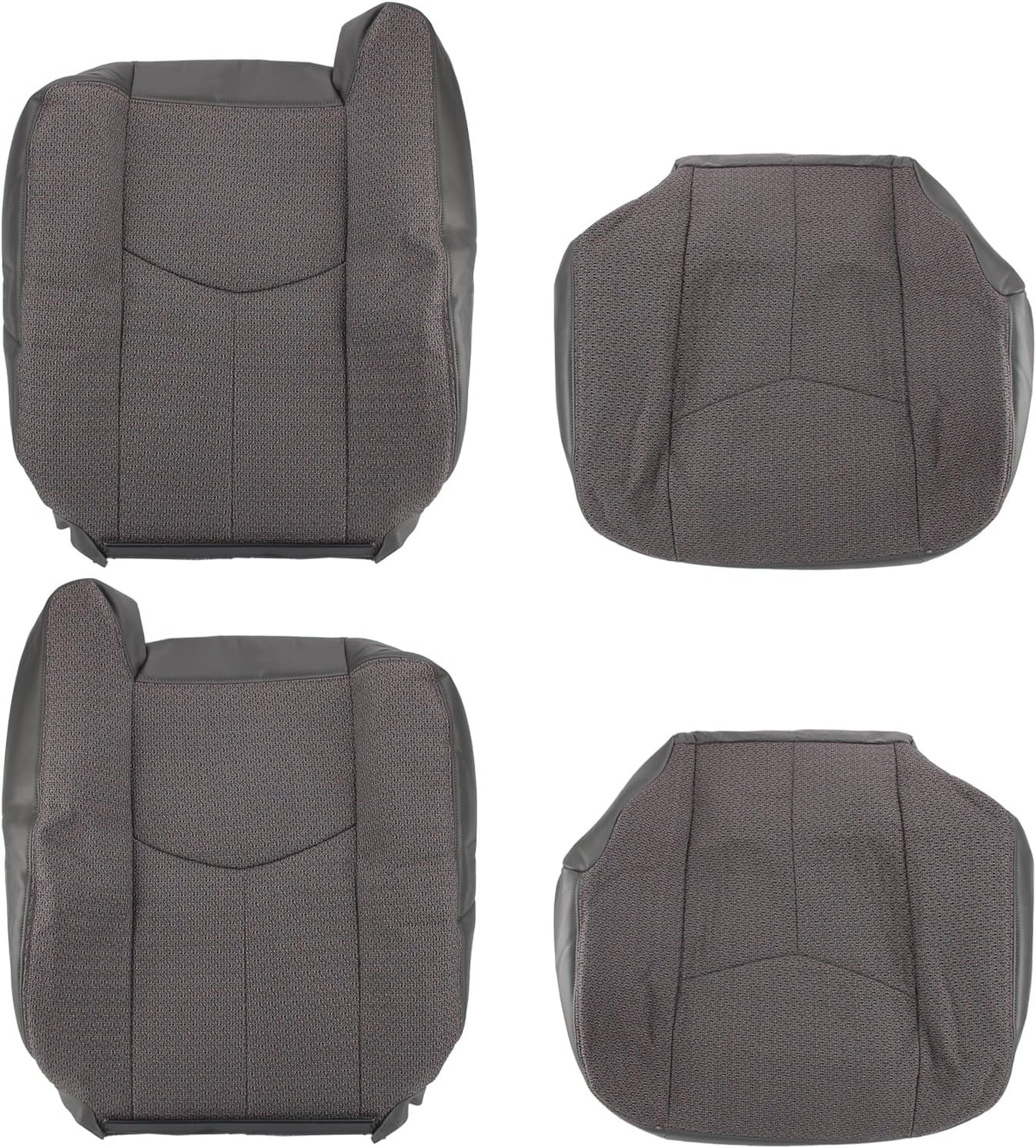 Front & Top Cloth Seat Covers - Gray for GMC Sierra 2003-2007, 2 Pcs Bottom & 2