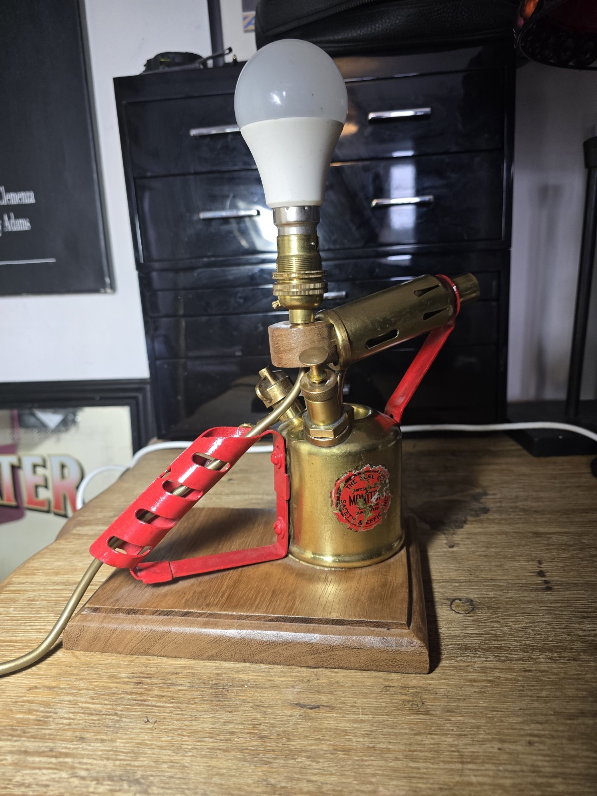 Industrial Vintage Table Lamp Copper Brass Wired