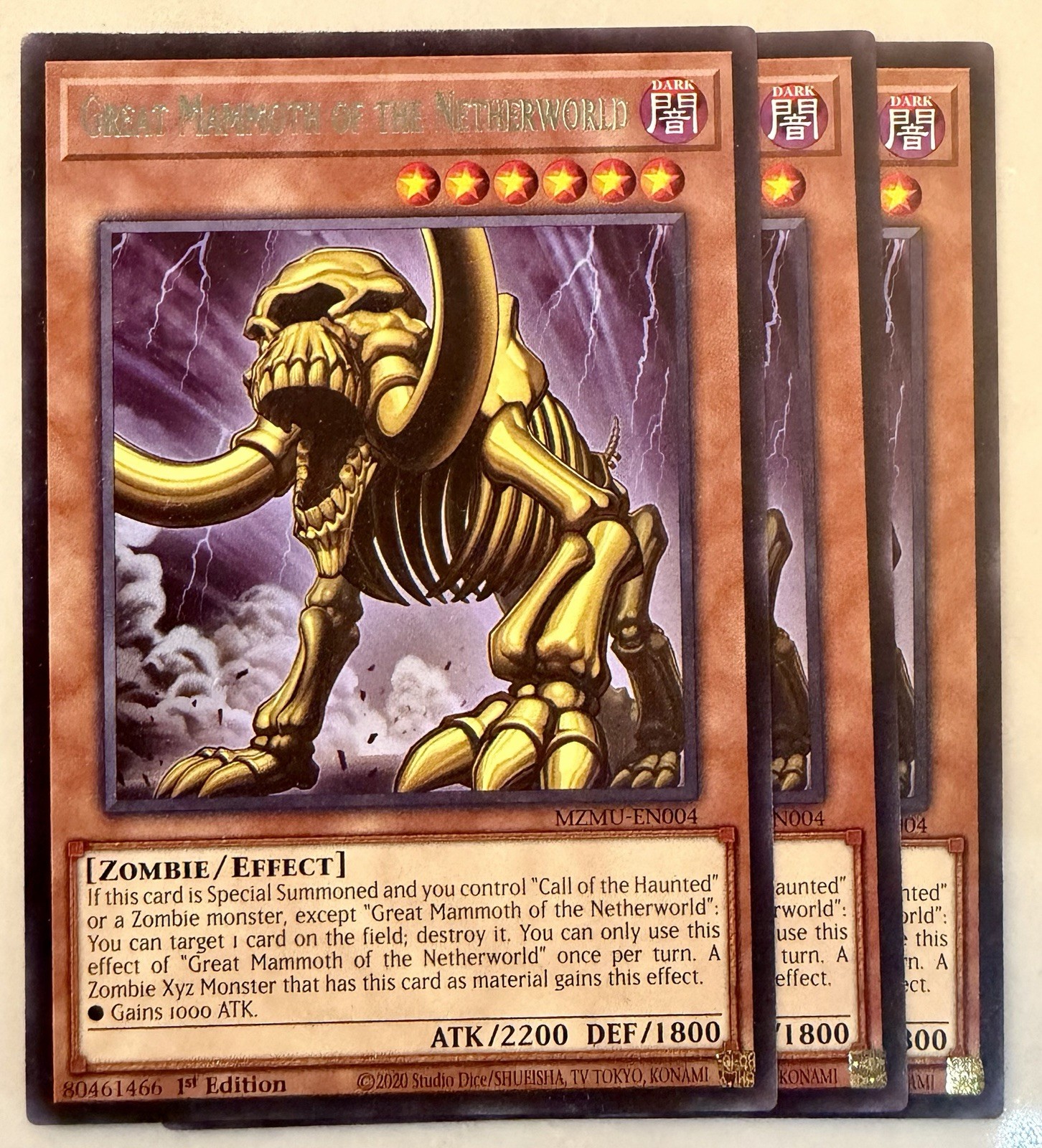 Yugioh! 3x Great Mammoth of the Netherworld MZMU-EN004 Rare 1st Ed NM