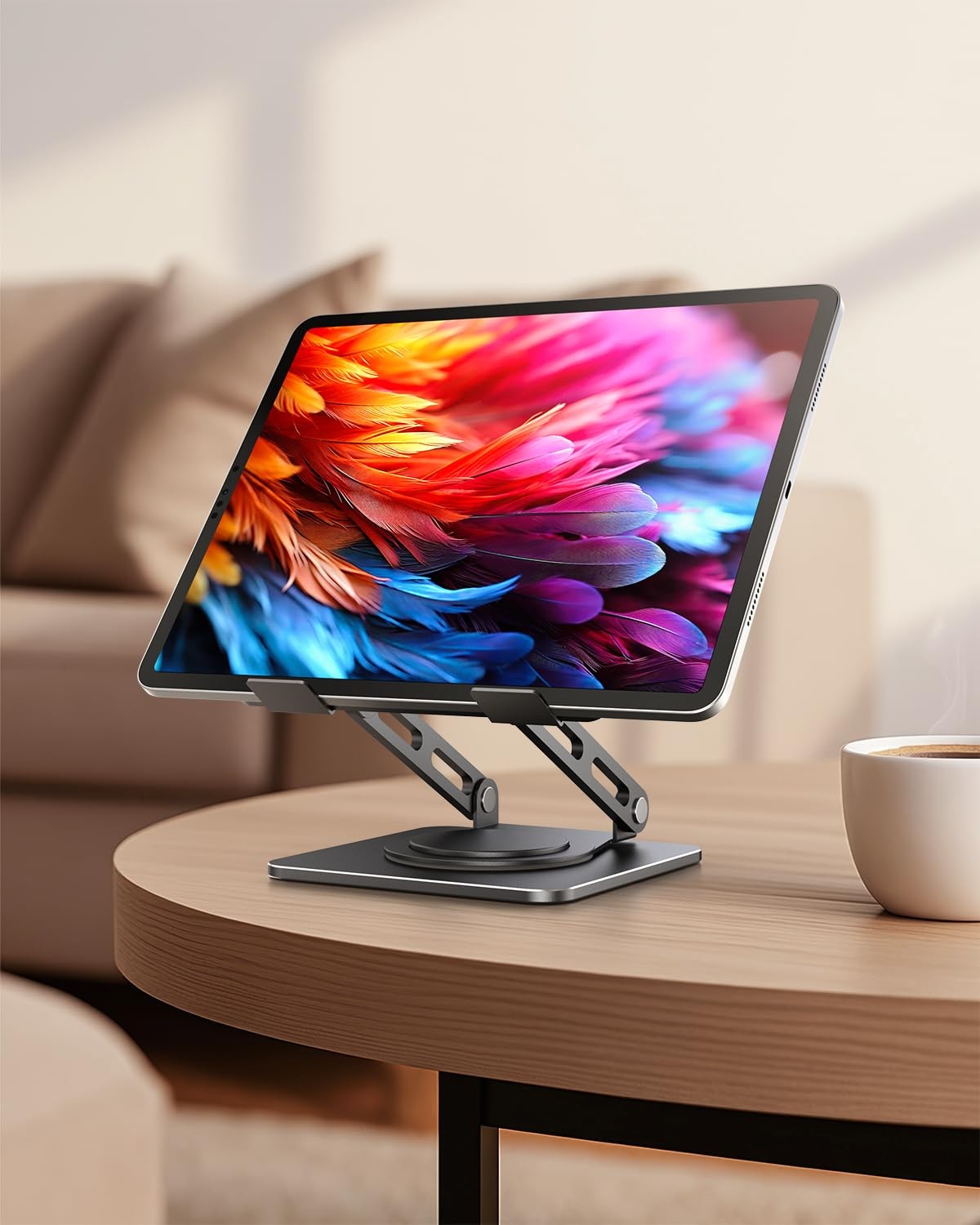 Adjustable Tablet Stand, 360 Rotating iPad Stand with Heavy-Duty Base, Tablet...